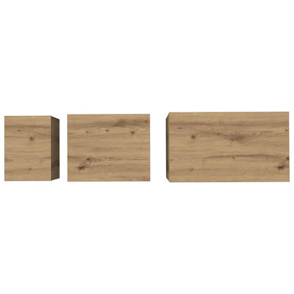 Nesting Couchtisch 3 pcs Eiche handwerklich 60 x 35 x 56 cm