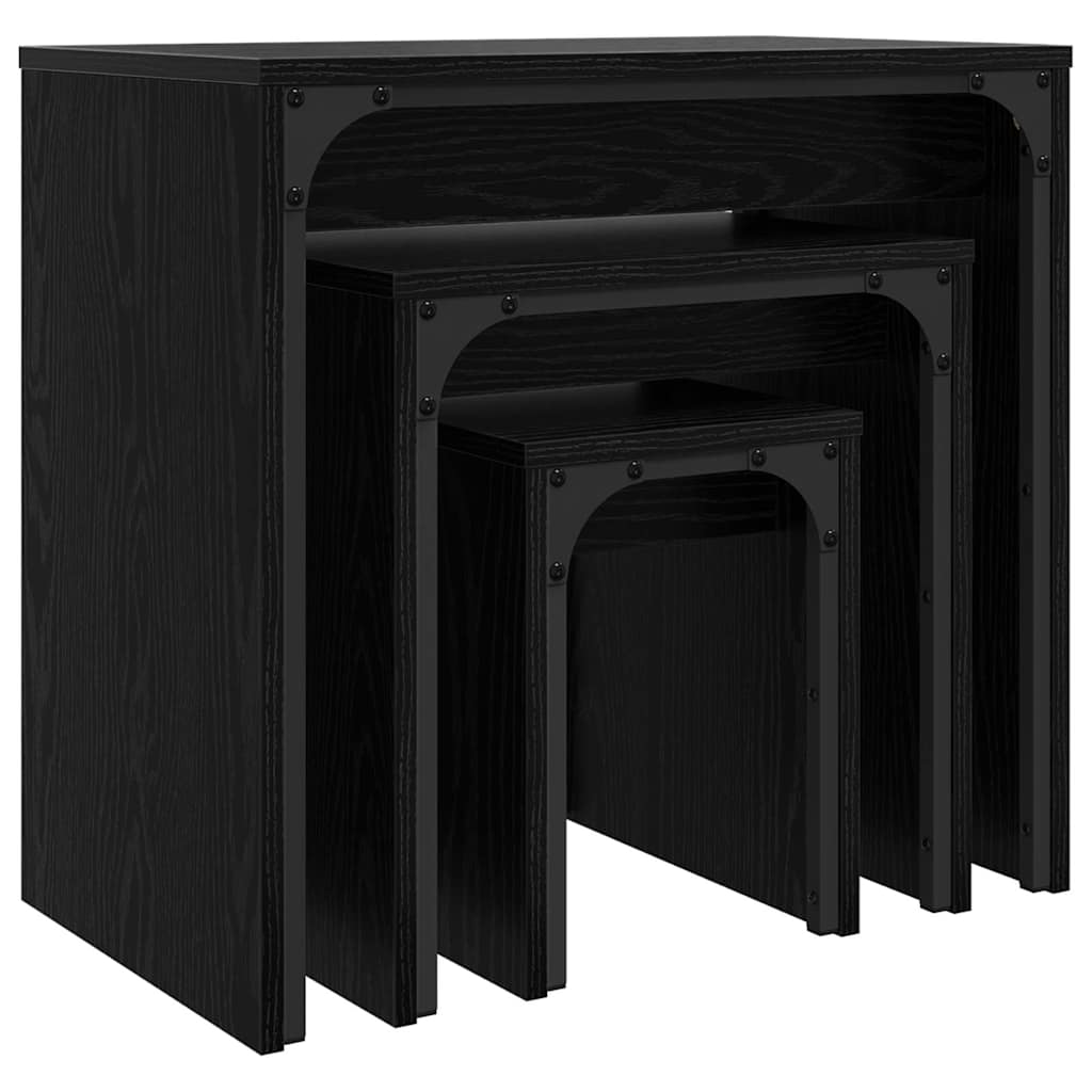 Nesting Couchtisch 3 pcs Schwarz Eichen-Optik 60 x 35 x 56 cm