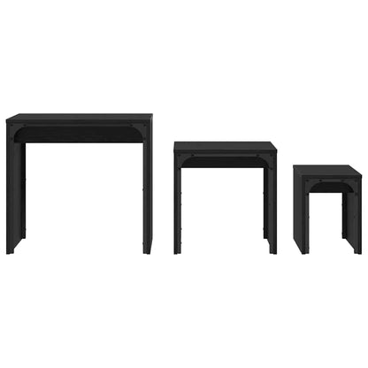 Nesting Couchtisch 3 pcs Schwarz Eichen-Optik 60 x 35 x 56 cm