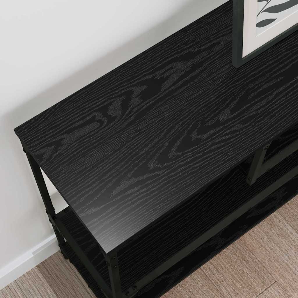 Konsolentisch mit Regal Schwarz Eichen-Optik 100 x 30 x 75 cm