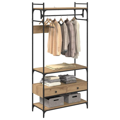 Kleiderschrank mit Regal Eiche handwerklich 89 x 39 x 184.5 cm