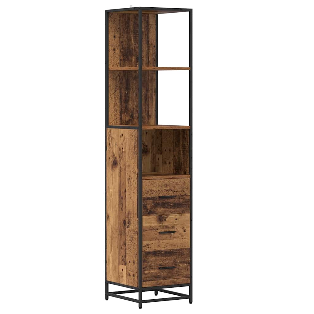 Badezimmer Schrank mit Schubladen Altholz 35 x 37,5 x 166 cm