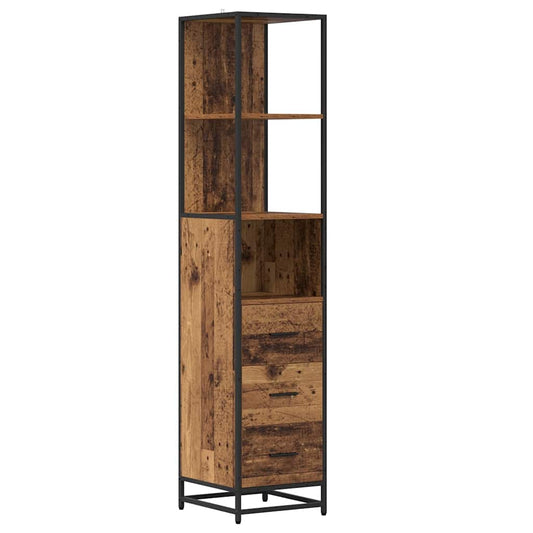 Badezimmer Schrank mit Schubladen Altholz 35 x 37,5 x 166 cm