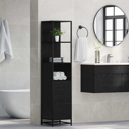 Badezimmer Schrank Schwarz Eichen-Optik 35 x 37,5 x 166 cm