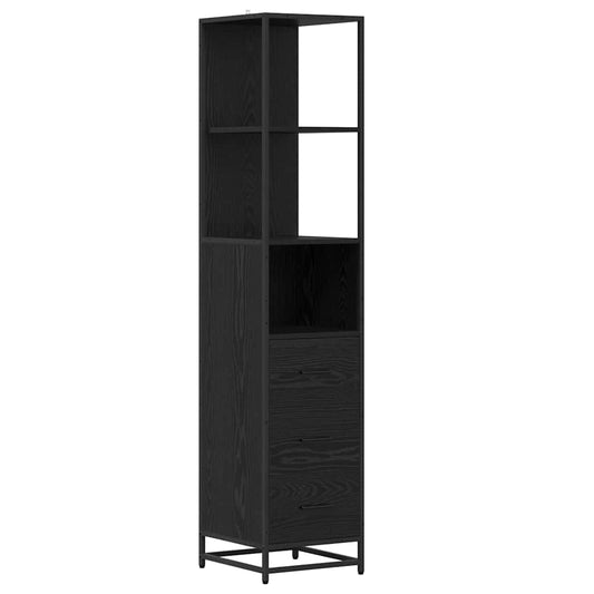Badezimmer Schrank Schwarz Eichen-Optik 35 x 37,5 x 166 cm