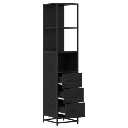 Badezimmer Schrank Schwarz Eichen-Optik 35 x 37,5 x 166 cm