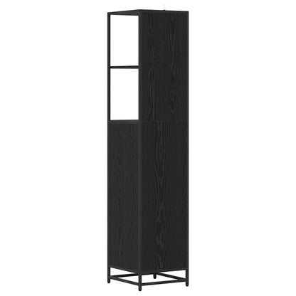Badezimmer Schrank Schwarz Eichen-Optik 35 x 37,5 x 166 cm