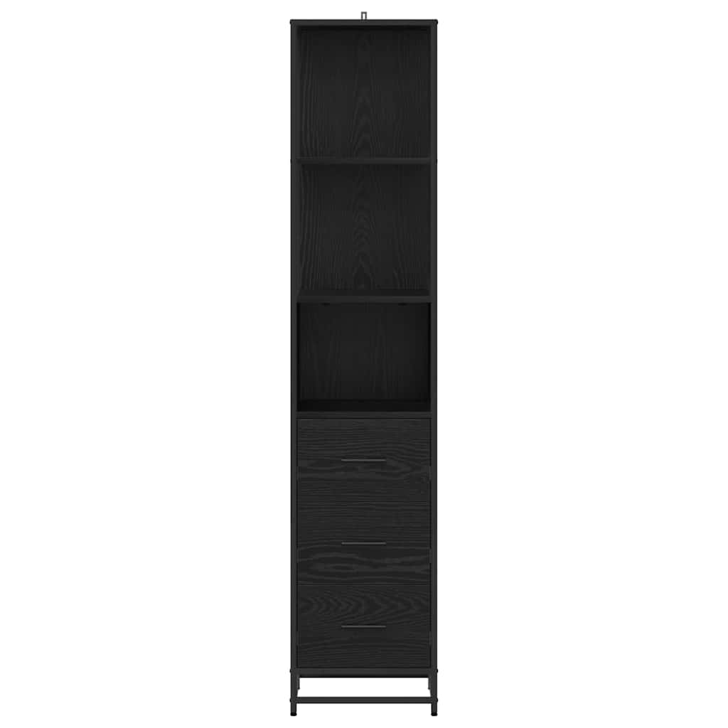 Badezimmer Schrank Schwarz Eichen-Optik 35 x 37,5 x 166 cm
