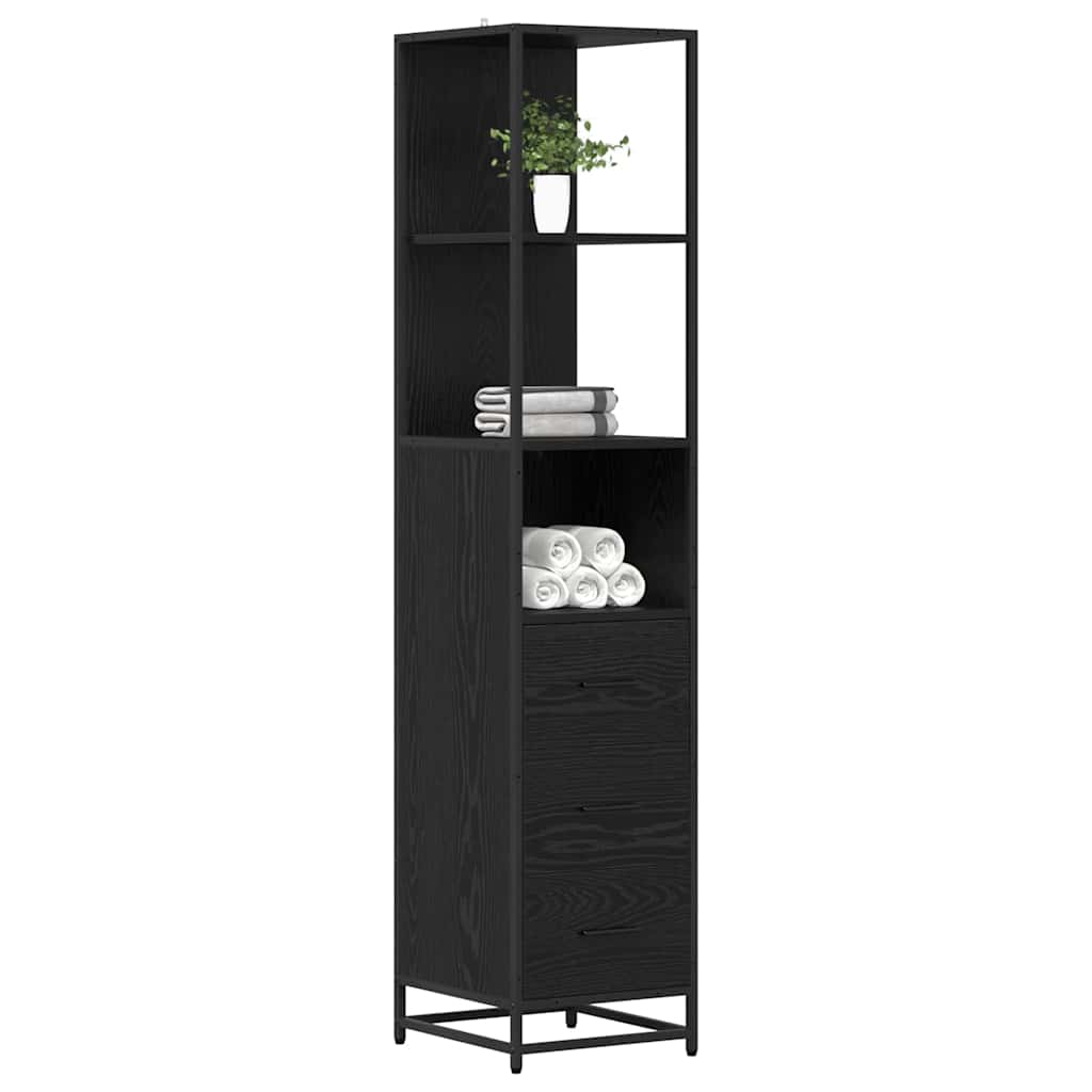 Badezimmer Schrank Schwarz Eichen-Optik 35 x 37,5 x 166 cm