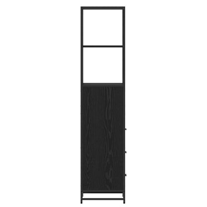 Badezimmer Schrank Schwarz Eichen-Optik 35 x 37,5 x 166 cm