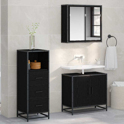Badezimmer Schrank Schwarz Eichen-Optik 35 x 37,5 x 100 cm