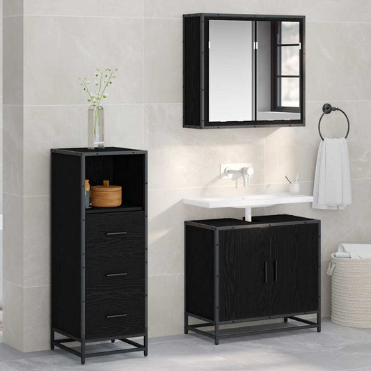 Badezimmer Schrank Schwarz Eichen-Optik 35 x 37,5 x 100 cm