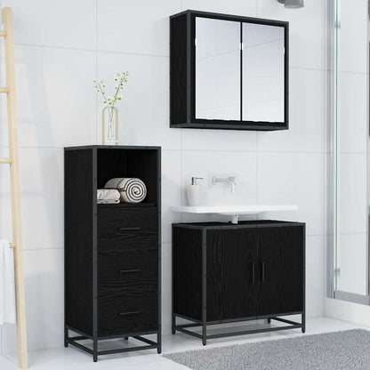 Badezimmer Schrank Schwarz Eichen-Optik 35 x 37,5 x 100 cm