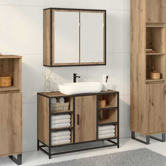 Badezimmer-Spiegelschrank mit Tür Artisan-Eiche 65 x 20 x 60 cm