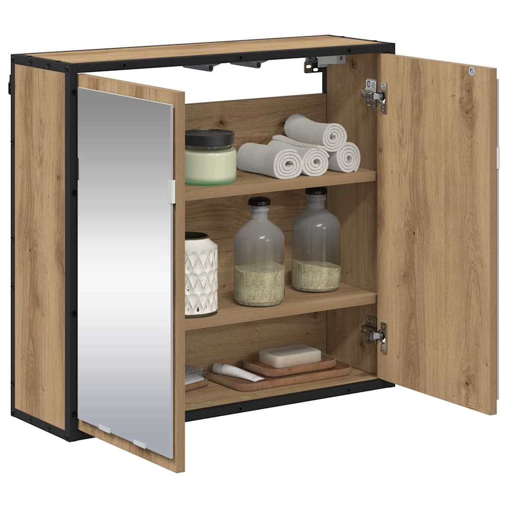 Badezimmer-Spiegelschrank mit Tür Artisan-Eiche 65 x 20 x 60 cm