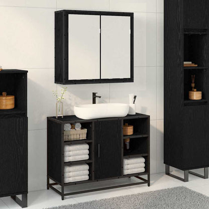 Badezimmer-Spiegelschrank Schwarz Eichen-Optik 65 x 20 x 60 cm