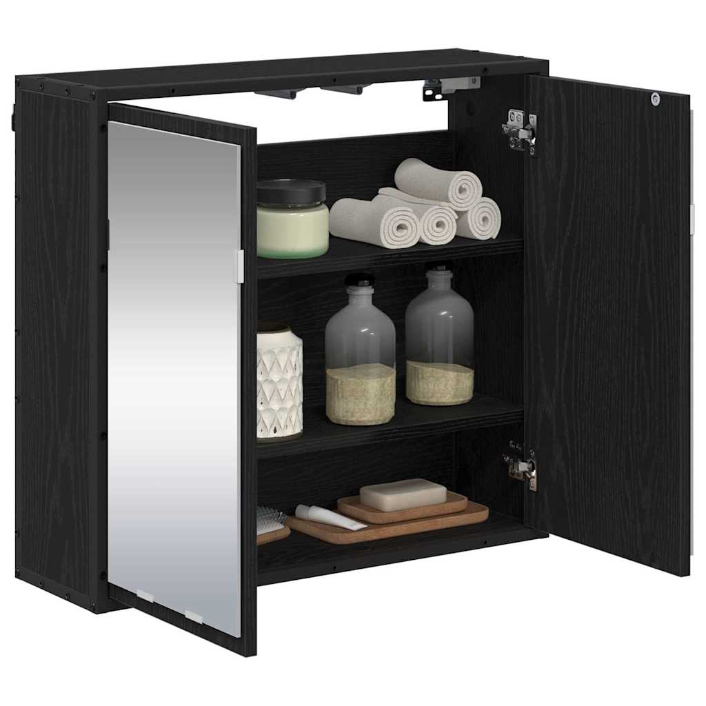 Badezimmer-Spiegelschrank Schwarz Eichen-Optik 65 x 20 x 60 cm