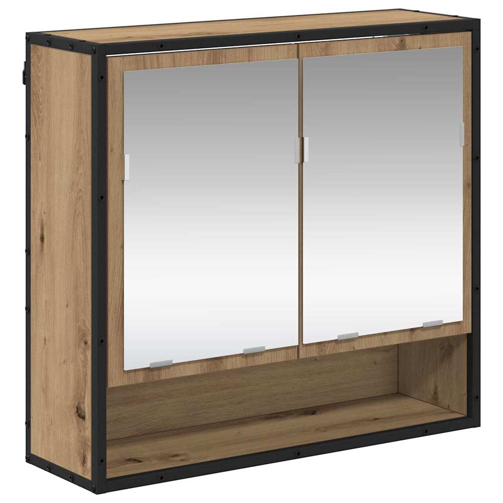 Badezimmer-Spiegelschrank mit Tür Artisan-Eiche 65 x 20 x 60 cm