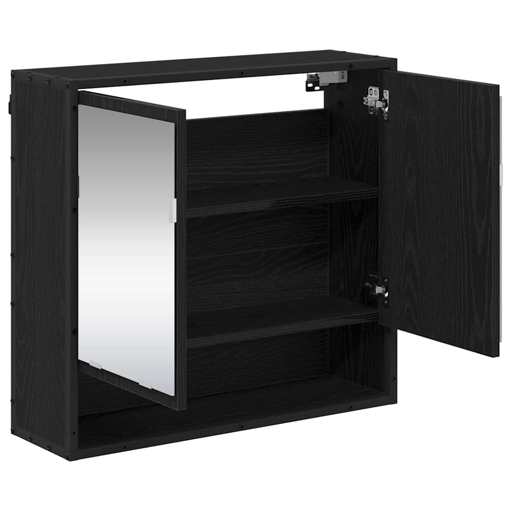 Badezimmer-Spiegelschrank Schwarz Eichen-Optik 65 x 20 x 60 cm