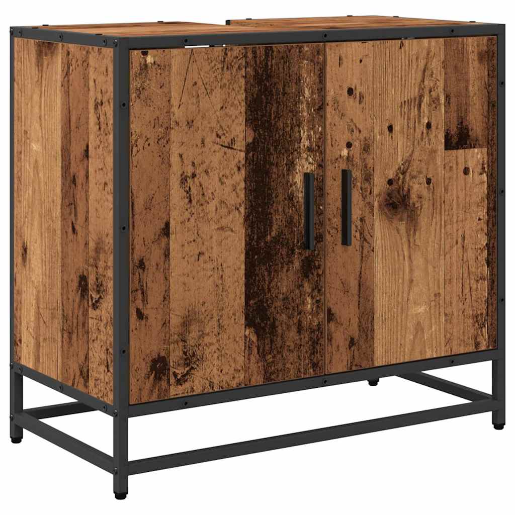 Badezimmer Waschbecken Schrank mit Tür Altholz 65 x 33 x 60 cm