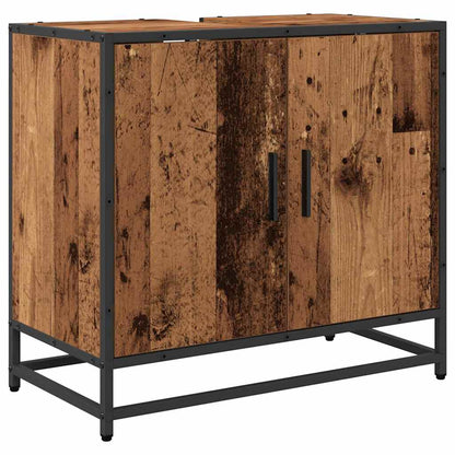 Badezimmer Waschbecken Schrank mit Tür Altholz 65 x 33 x 60 cm