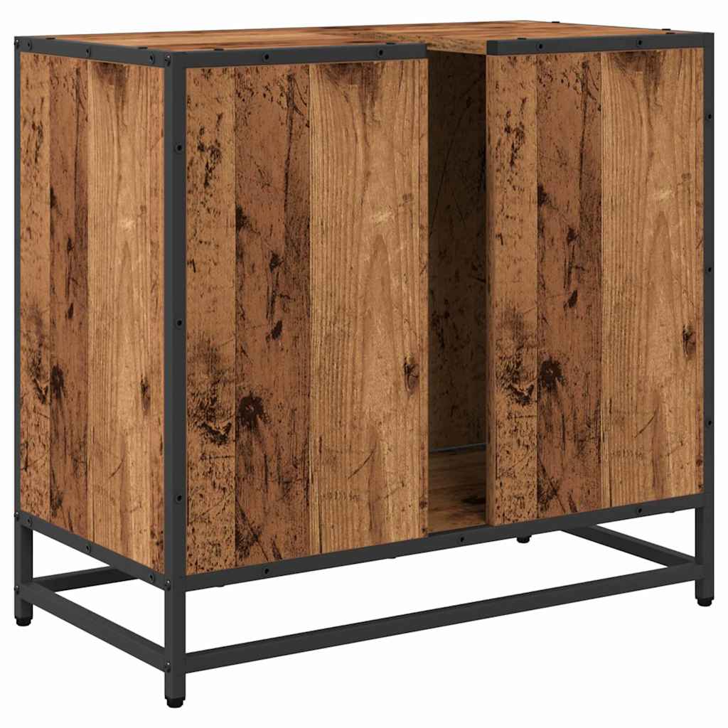 Badezimmer Waschbecken Schrank mit Tür Altholz 65 x 33 x 60 cm