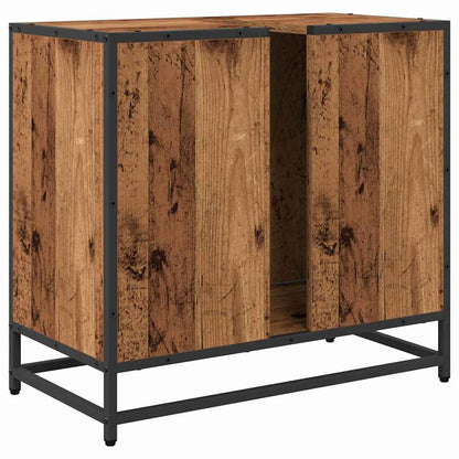 Badezimmer Waschbecken Schrank mit Tür Altholz 65 x 33 x 60 cm