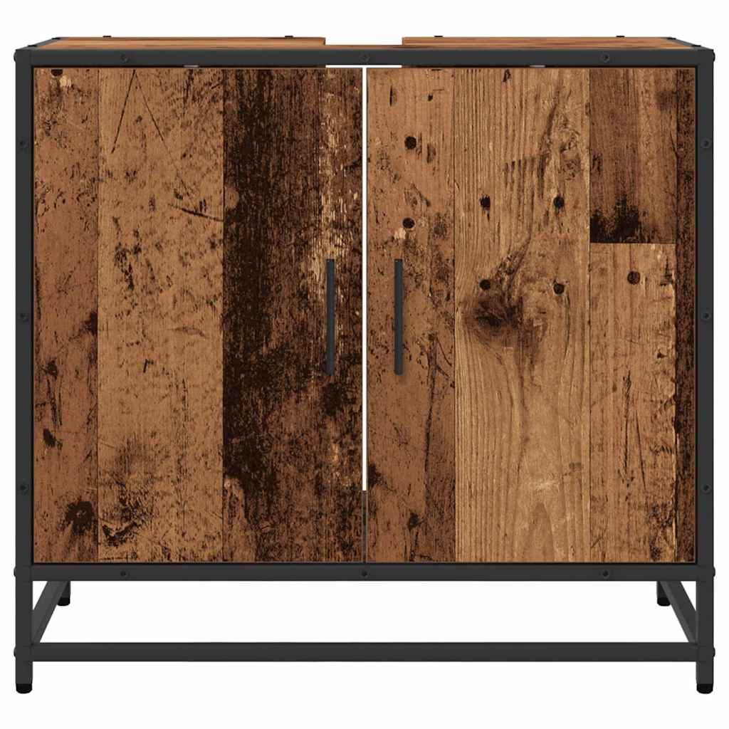 Badezimmer Waschbecken Schrank mit Tür Altholz 65 x 33 x 60 cm