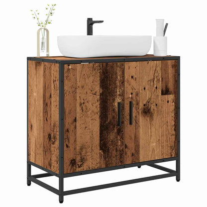 Badezimmer Waschbecken Schrank mit Tür Altholz 65 x 33 x 60 cm