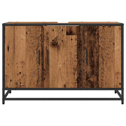 Badezimmer Waschbecken Schrank mit Tür Altholz 90 x 33 x 60 cm