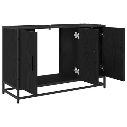 Badezimmer Waschbecken Schrank mit Regal Schwarz Eichen-Optik