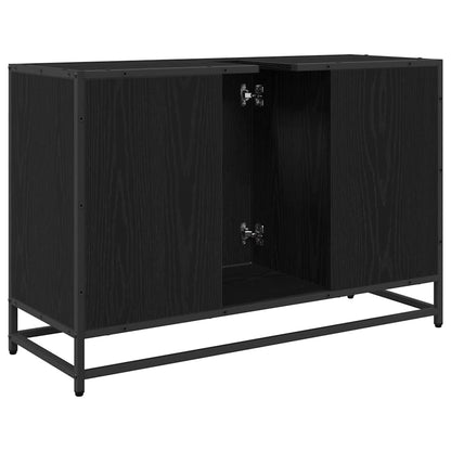 Badezimmer Waschbecken Schrank mit Regal Schwarz Eichen-Optik