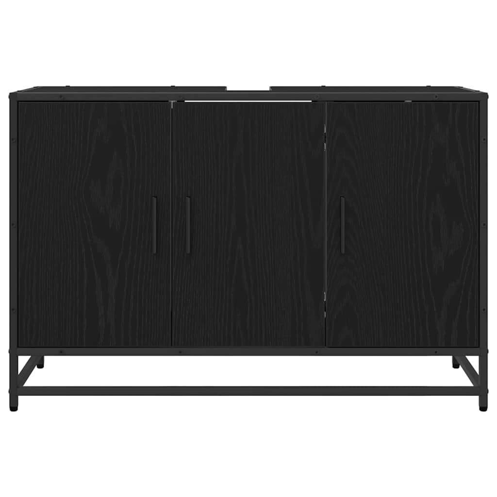 Badezimmer Waschbecken Schrank mit Regal Schwarz Eichen-Optik