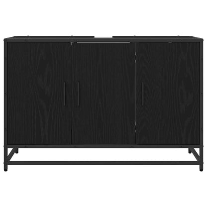 Badezimmer Waschbecken Schrank mit Regal Schwarz Eichen-Optik