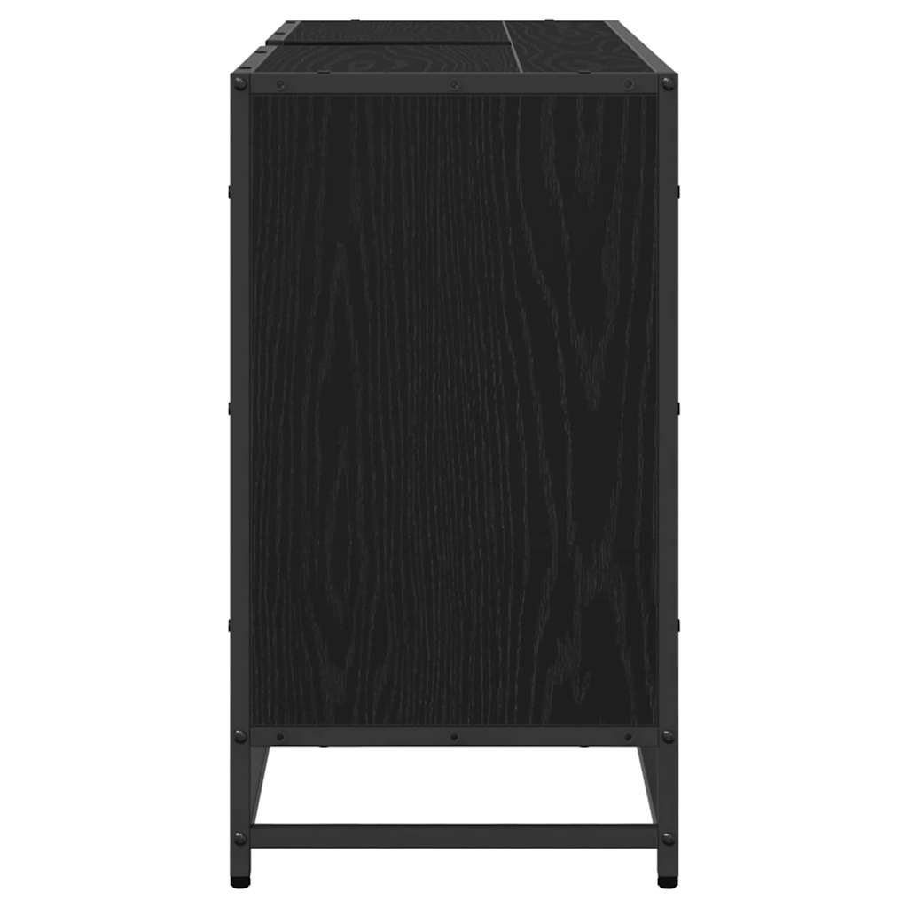 Badezimmer Waschbecken Schrank mit Regal Schwarz Eichen-Optik
