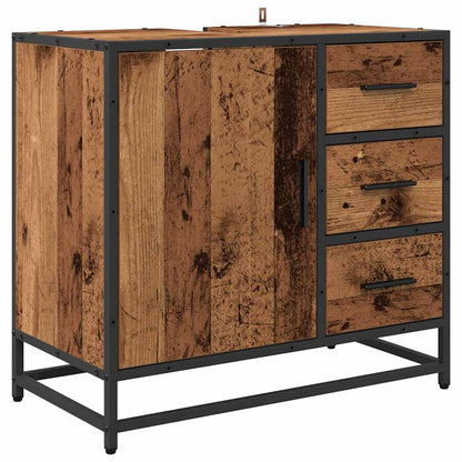 Badezimmer Waschbecken Schrank mit Tür Altholz 65 x 33 x 60 cm