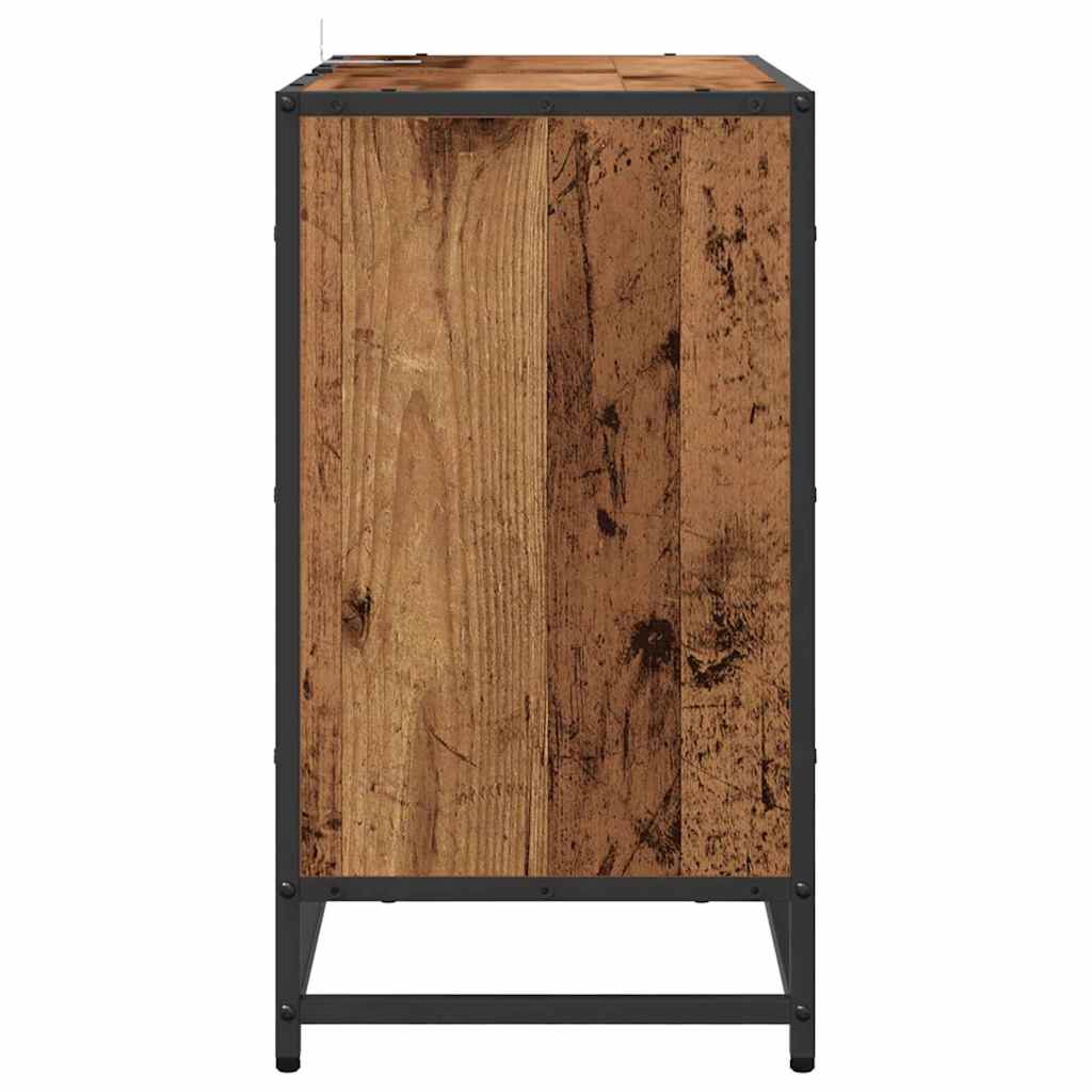 Badezimmer Waschbecken Schrank mit Tür Altholz 65 x 33 x 60 cm