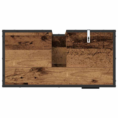Badezimmer Waschbecken Schrank mit Tür Altholz 65 x 33 x 60 cm