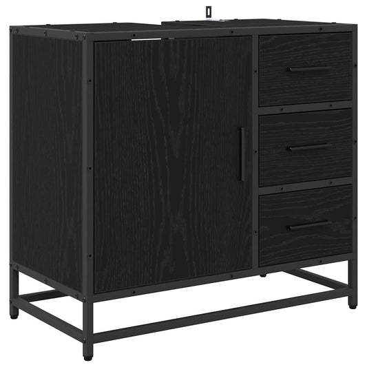 Badezimmer Waschbecken Schrank mit Regal Schwarz Eichen-Optik