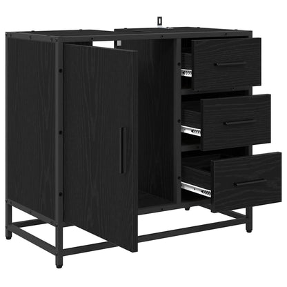 Badezimmer Waschbecken Schrank mit Regal Schwarz Eichen-Optik