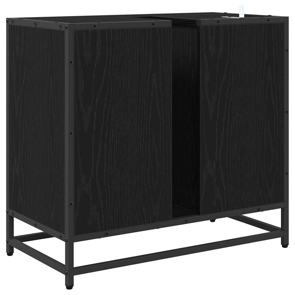Badezimmer Waschbecken Schrank mit Regal Schwarz Eichen-Optik