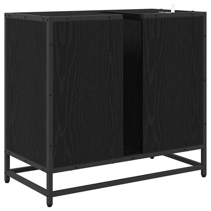 Badezimmer Waschbecken Schrank mit Regal Schwarz Eichen-Optik