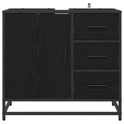 Badezimmer Waschbecken Schrank mit Regal Schwarz Eichen-Optik
