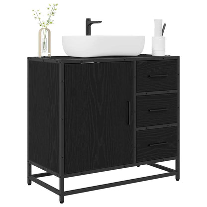 Badezimmer Waschbecken Schrank mit Regal Schwarz Eichen-Optik