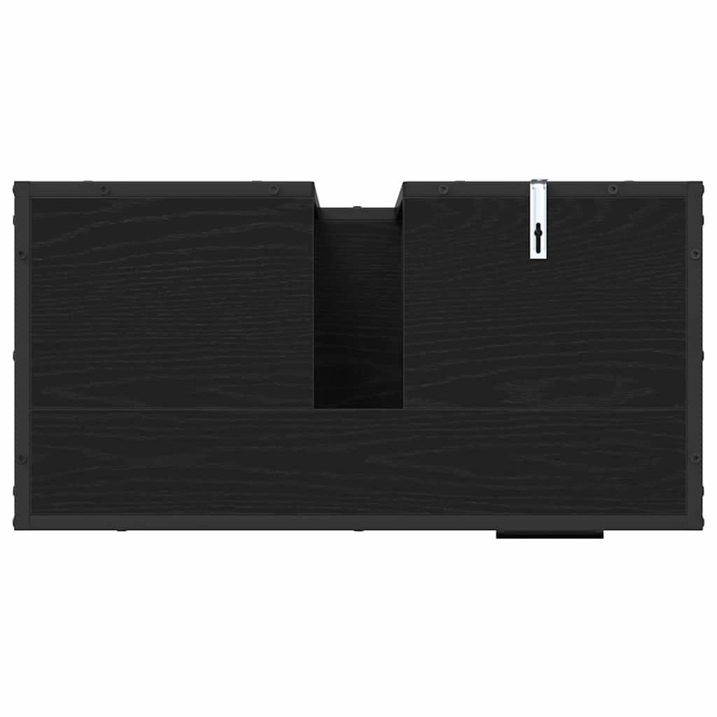 Badezimmer Waschbecken Schrank mit Regal Schwarz Eichen-Optik