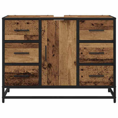Badezimmer Waschbecken Schrank mit Tür Altholz 80 x 33 x 60 cm