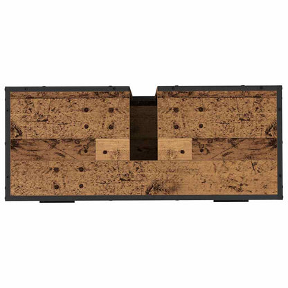 Badezimmer Waschbecken Schrank mit Tür Altholz 80 x 33 x 60 cm
