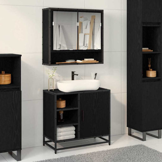 Badezimmer Waschbecken Schrank Schwarze Eiche 65 x 33 x 60 cm