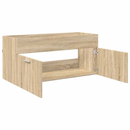 Waschbeckenunterschrank mit Speicher Sonoma-Eiche Holzwerkstoff