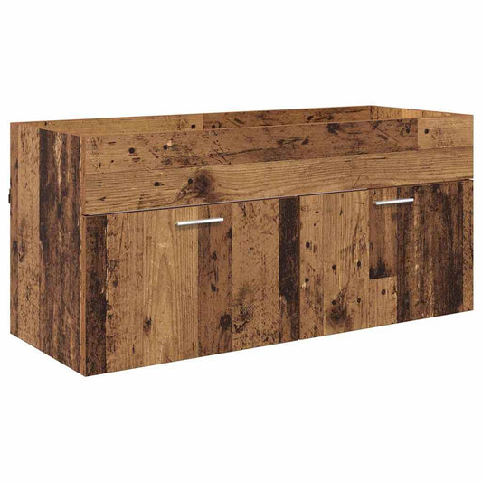 Waschbeckenunterschrank mit Speicher Altholz Holzwerkstoff